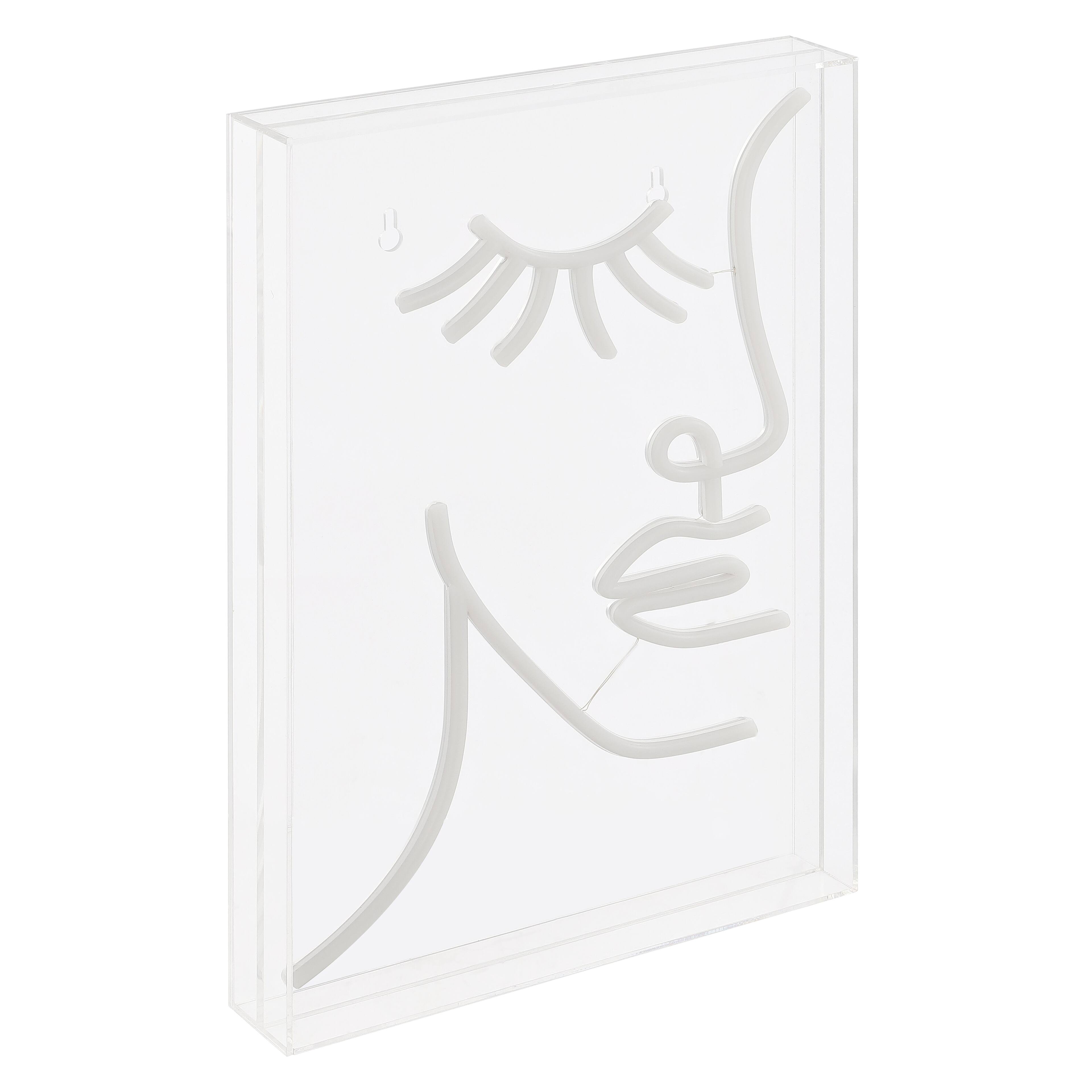 Front. Jonathan Y - Half-Face 10.3" X 15" Contemporary Glam Acrylic Box USB Operated LED Neon Light, Pink - Pink.