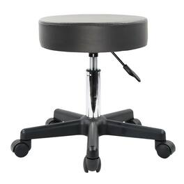 KKTONER - Round Rolling Stool PU Leather Height Adjustable Swivel Drafting Work SPA Salon Stools Chair with Wheels - Gray