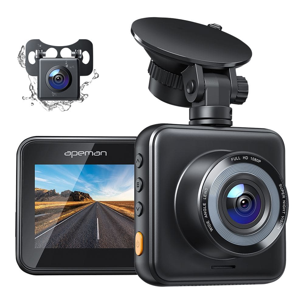 apeman - C420D-Pro Mini Dual Camera Dash Cam with Collision Detection - Black