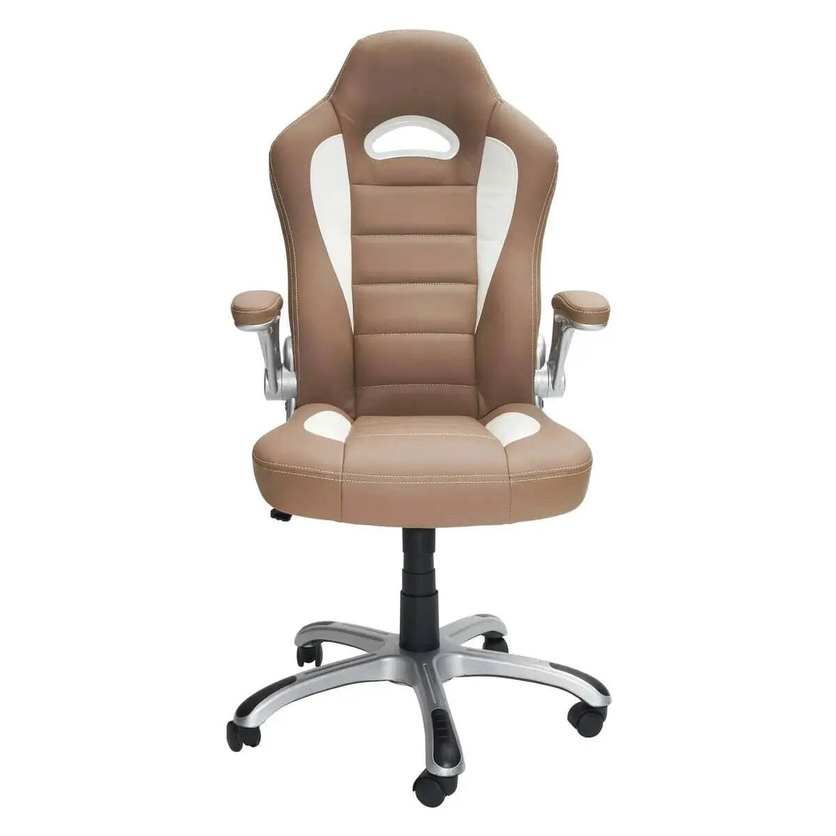 Alt View 3. Techni Mobili - High Back Executive Chair With Flip Up Arms For Home - Brown; beige.