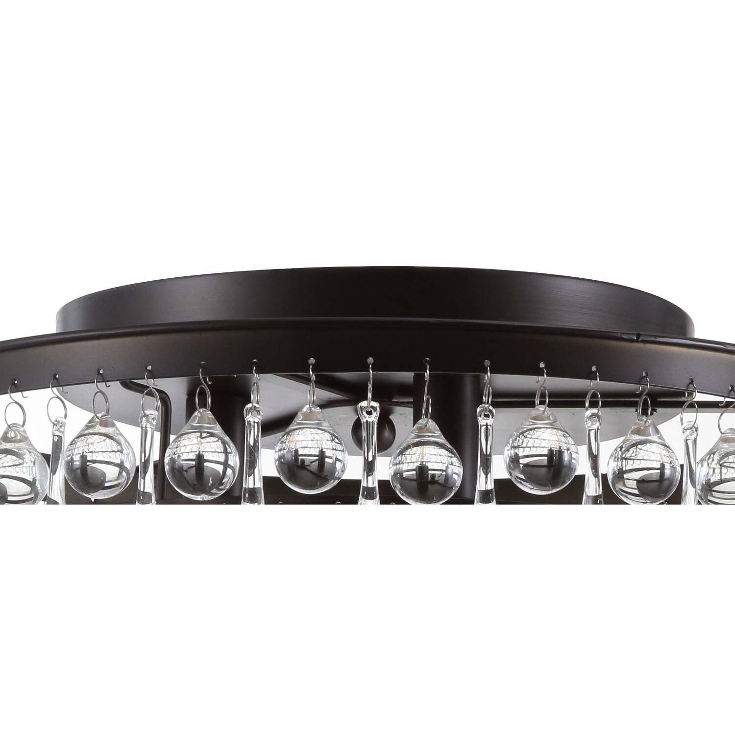 Alt View 4. Jonathan Y - Toronto 16" Metal/Crystal LED Flush Mount, Oil Rubbed Bronze - Oil Rubbed Bronze.