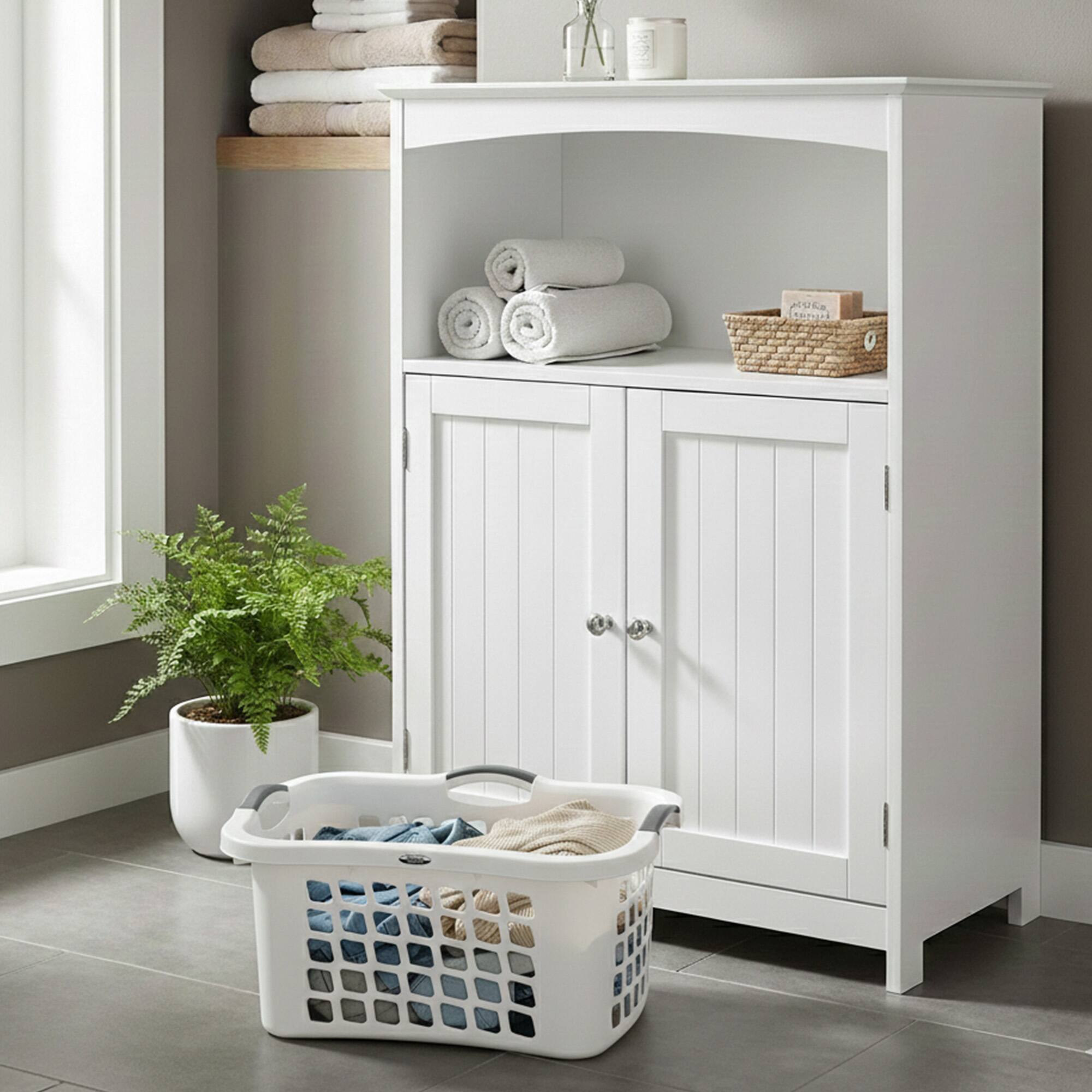 Alt View 2. Redmon - Redmon Comfort Grip Clothes Basket, Plastic Laundry Storage w/ 3 Handles, White - White.
