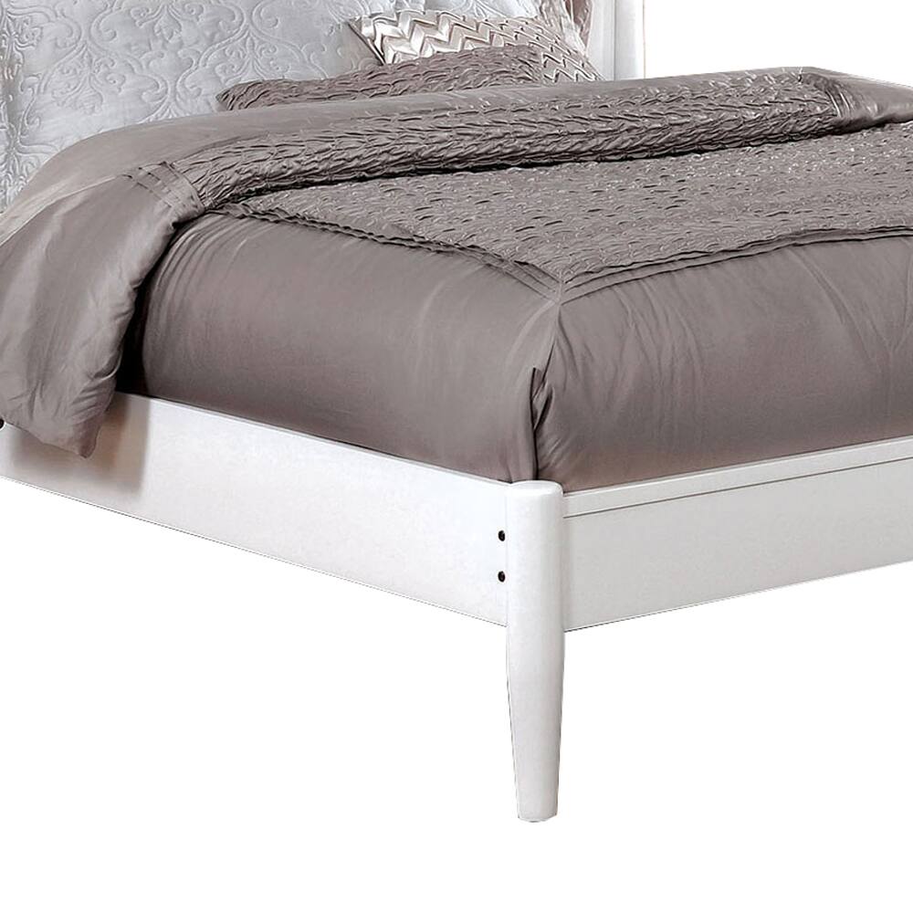 Alt View 2. Manhattan Lane - Transitional Wooden Full Bed with Round Tapered Legs and Headboard, White - White.