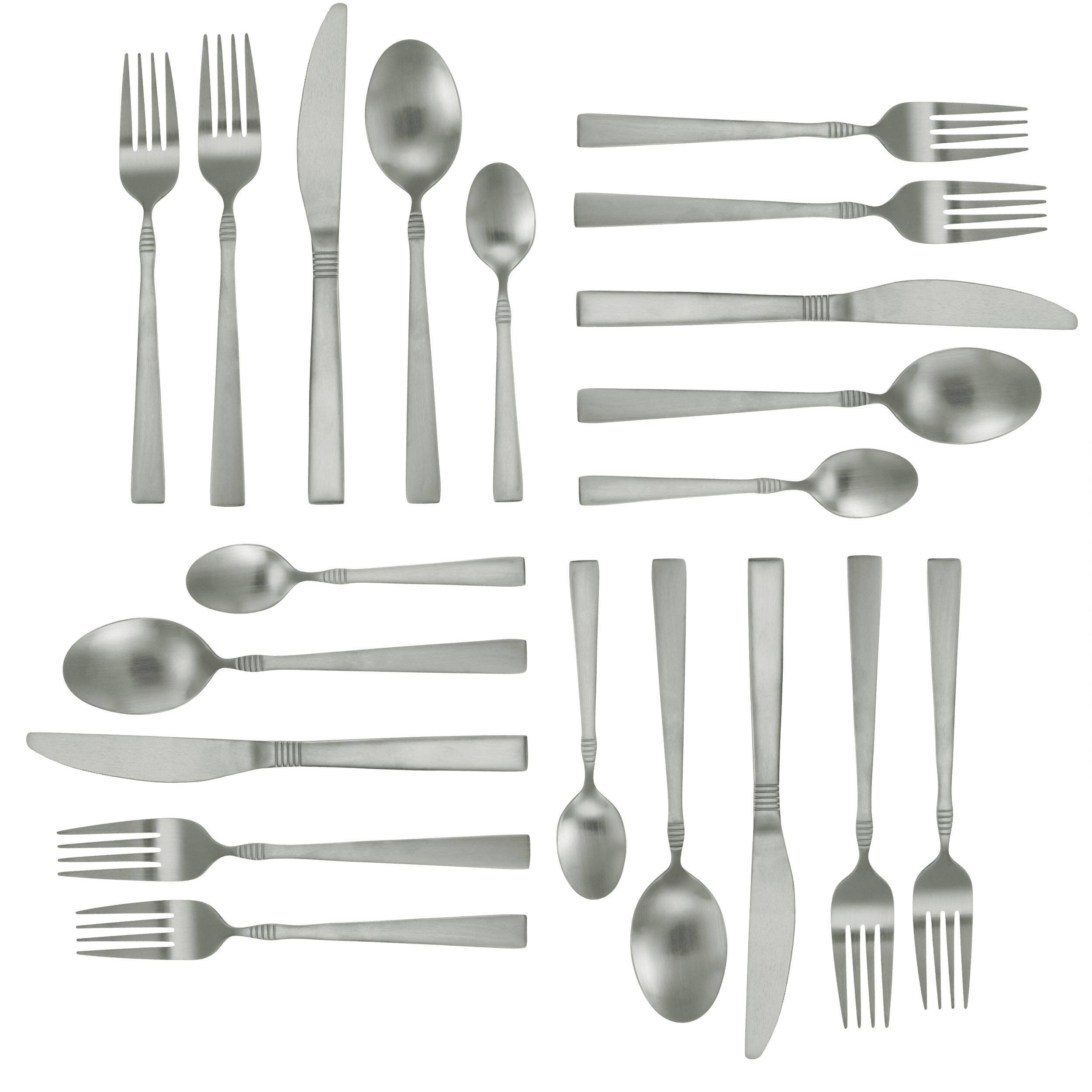 Alt View 4. MegaChef - MegaChef Cravat 20 Piece Flatware Utensil Set, Stainless Steel Silverware Metal Service for 4 in Matte Silver - Silver.