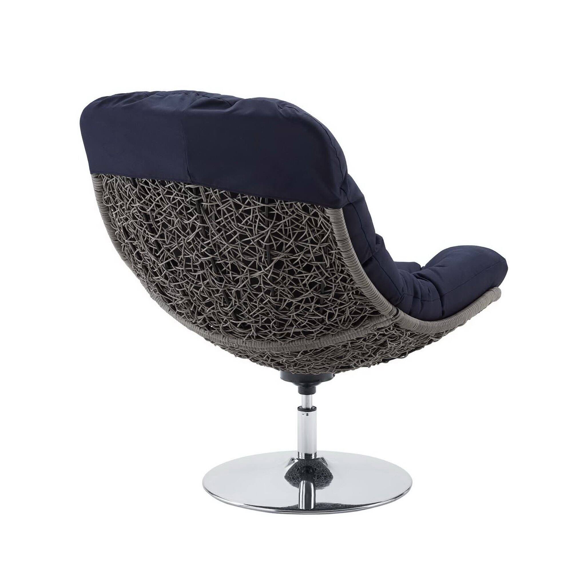 Alt View 1. Modway - Brighton Wicker Rattan Outdoor Patio Swivel Lounge Chair by Modway - Light Gray Navy.