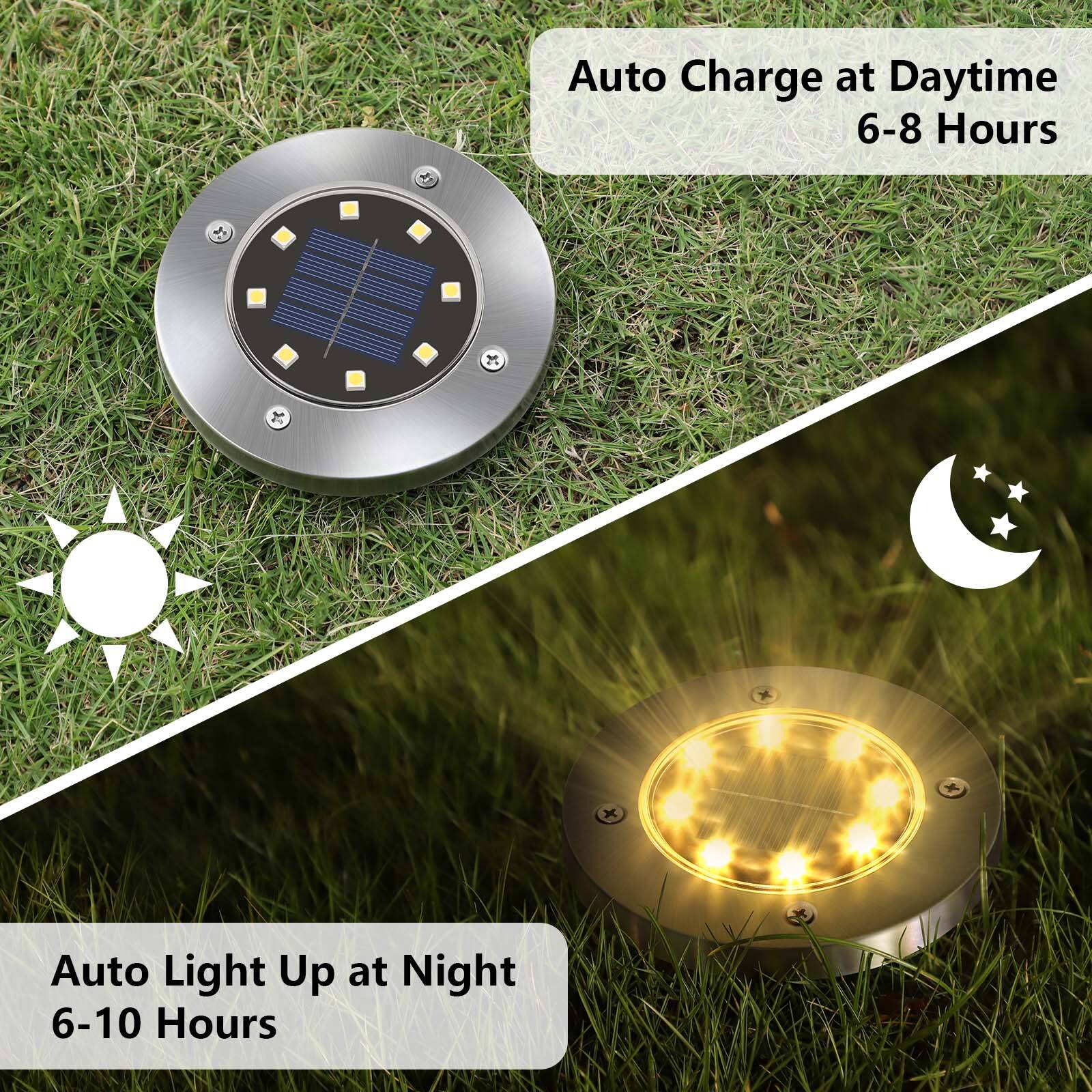 Auto Charge at Daytime 6-8 Hours  
Auto Light Up at Night 6-10 Hours