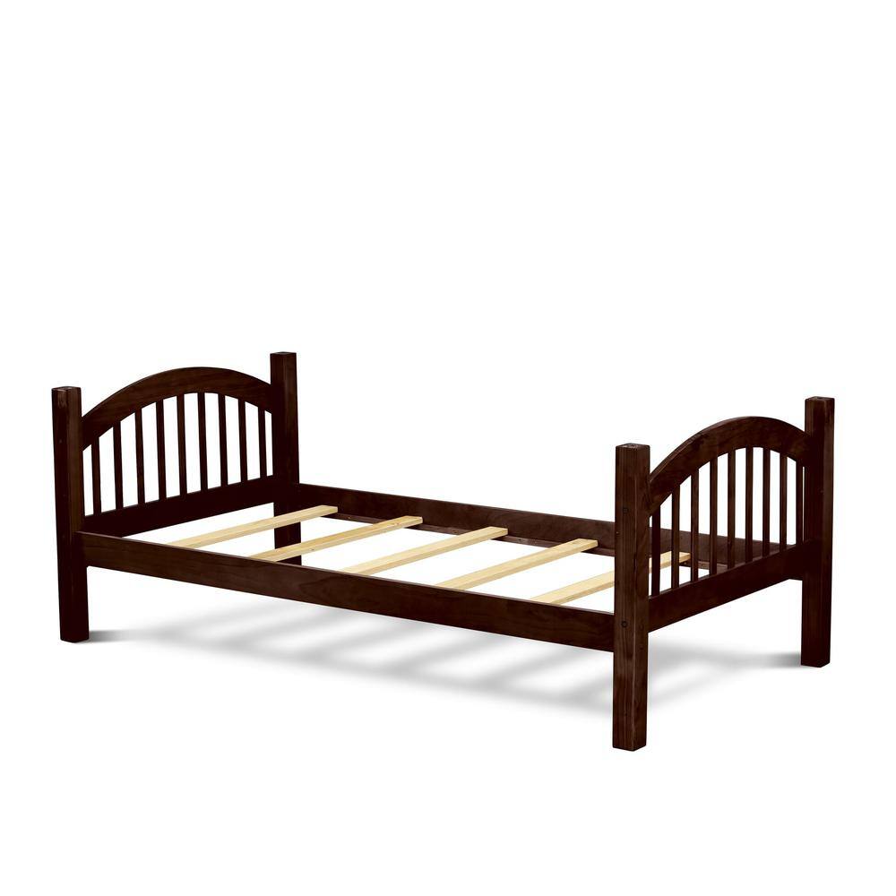 Alt View 1. East West Furniture - Verona Twin Bunk Bed in Java Finish - Java.
