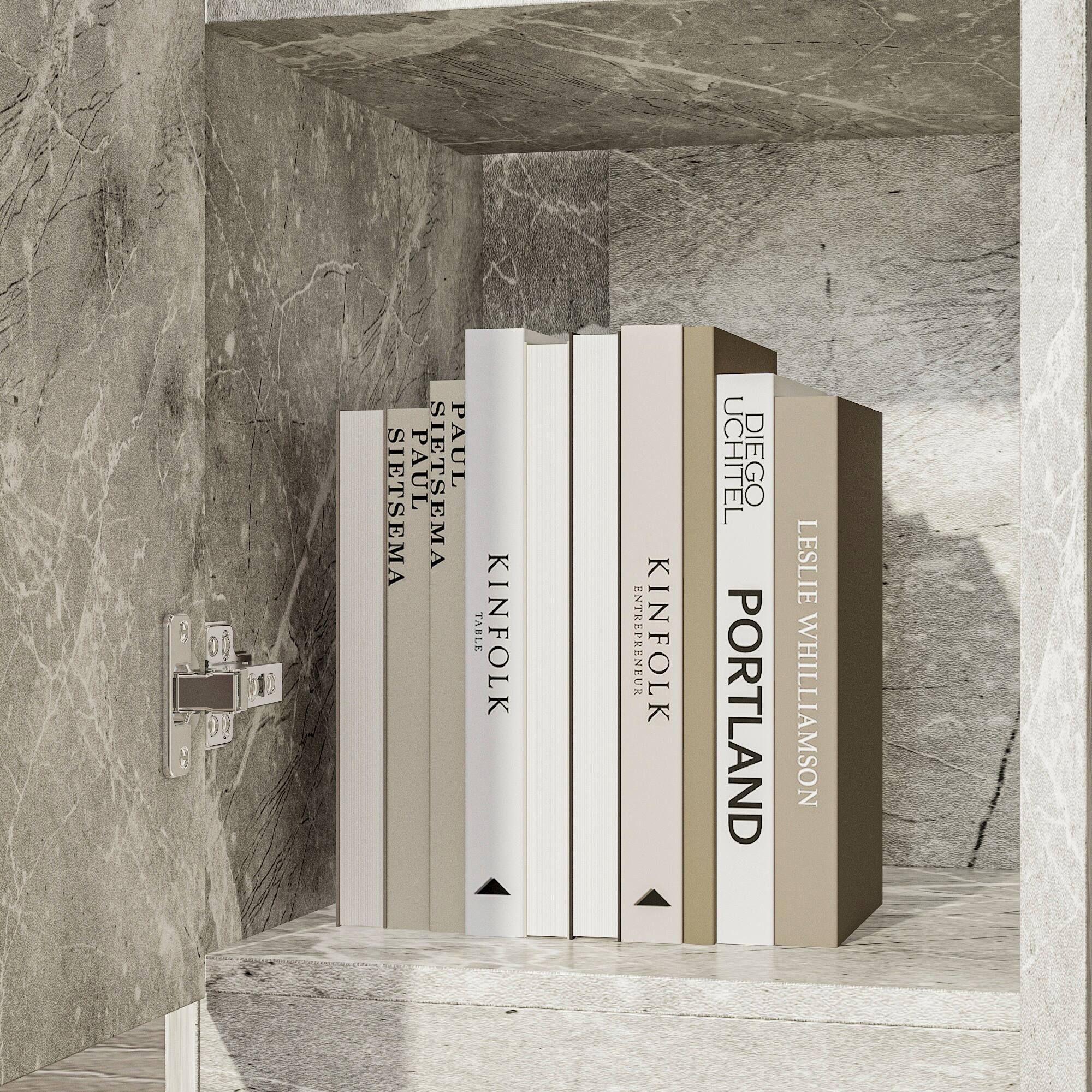 The image shows a row of books on a shelf, with the titles being Paul Sietema, Kinfolk Entrepreneur, Kinfolk Table, Leslie Williamson, and Diego Portland.