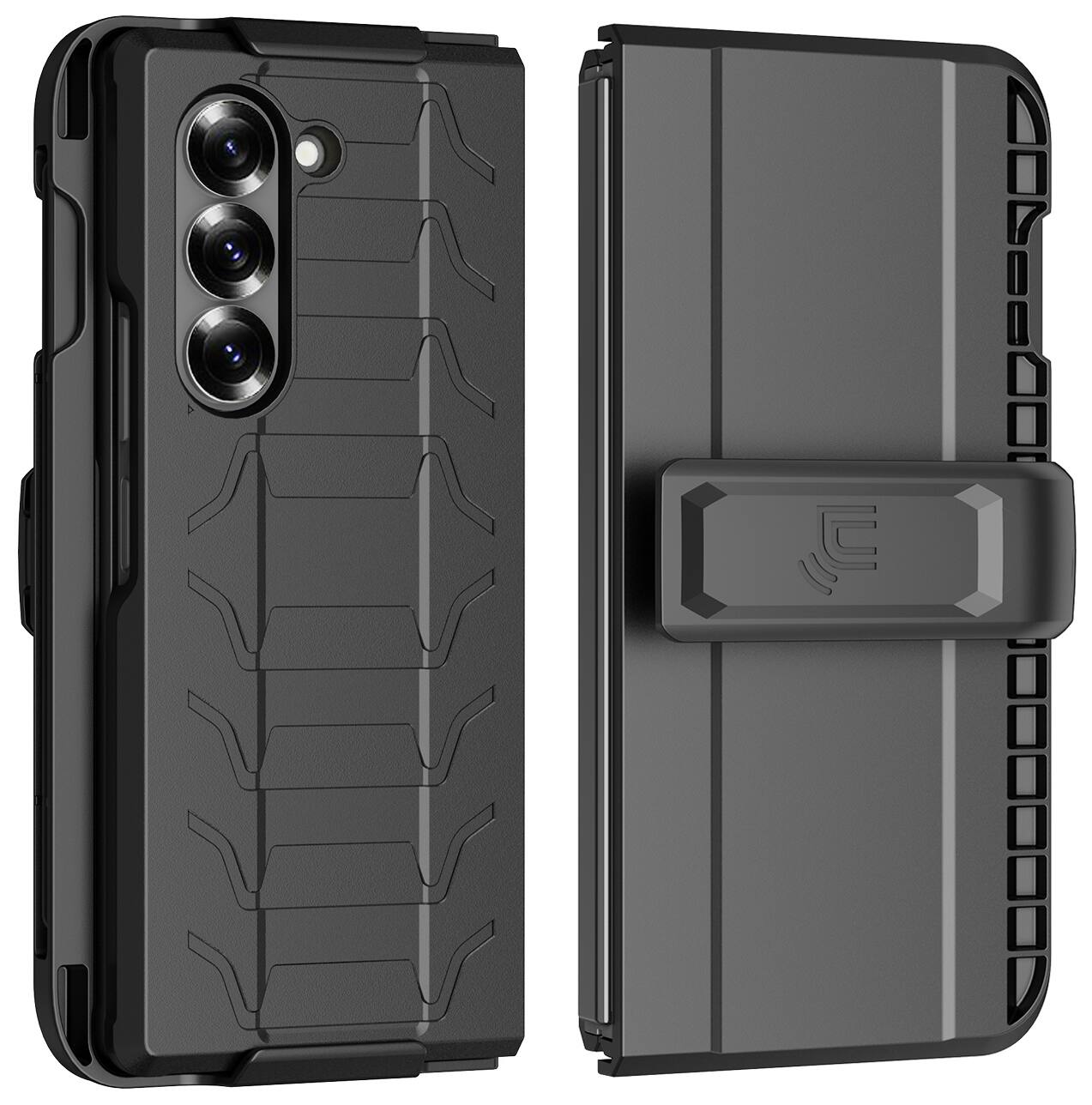 Alt View 2. Nakedcellphone - Combo for Samsung Galaxy Z Fold 6 - Special Ops Phone Case and Belt Clip Holster - Black.