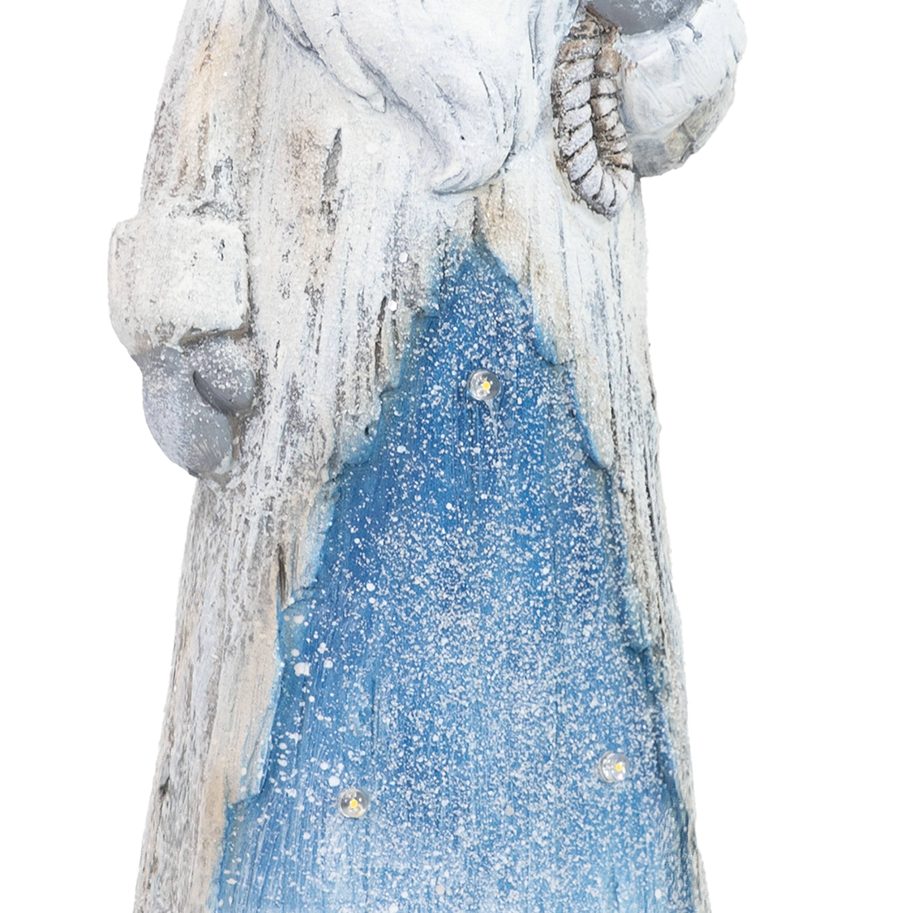 Alt View 10. Sunnydaze - Rustic Father Christmas Indoor Pre-Lit LED Statue - 27 in - Blue.