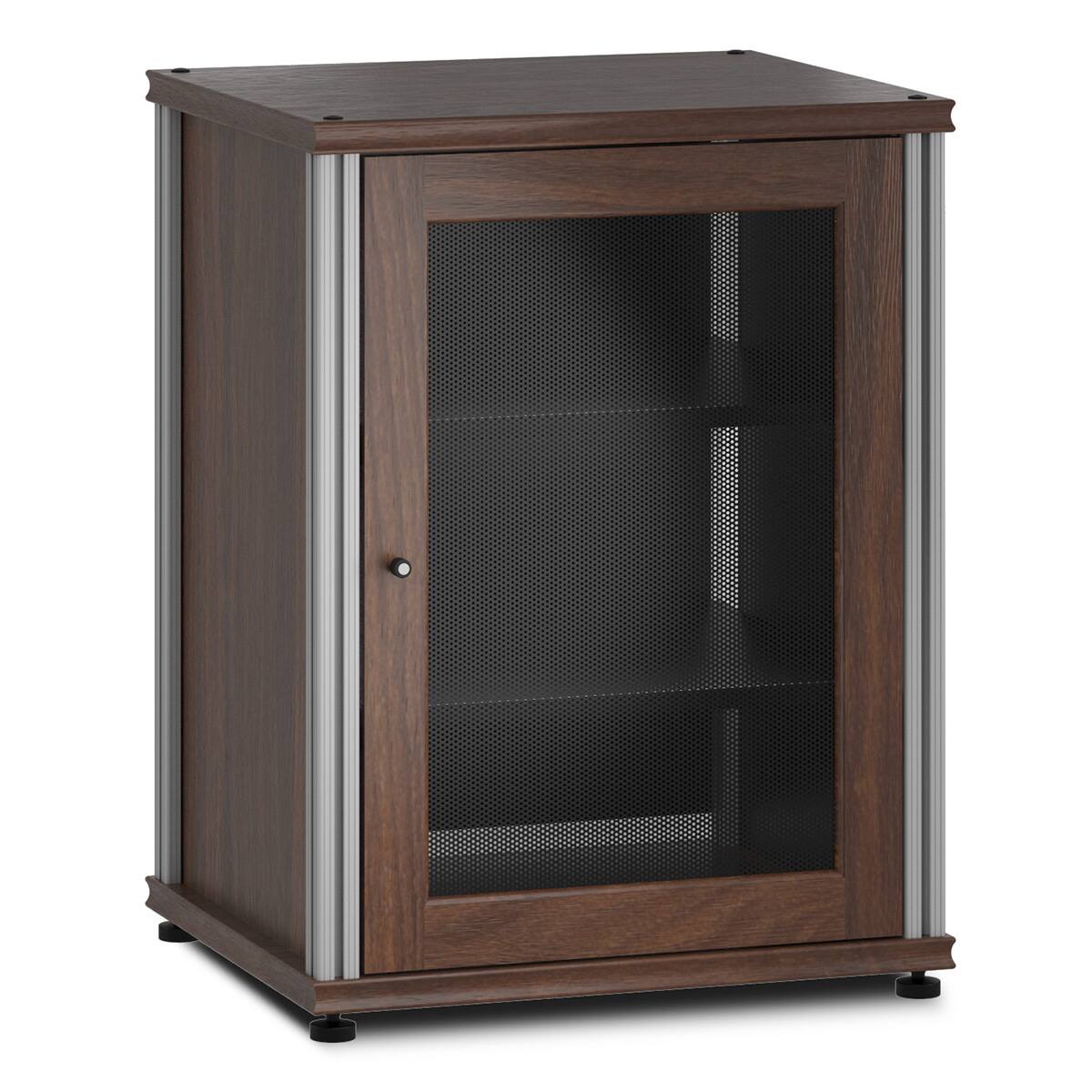 Front. Salamander Designs - Salamander Designs Synergy 303 Single AV Cabinet (Dark Walnut with Aluminum Posts) - Dark Walnut.