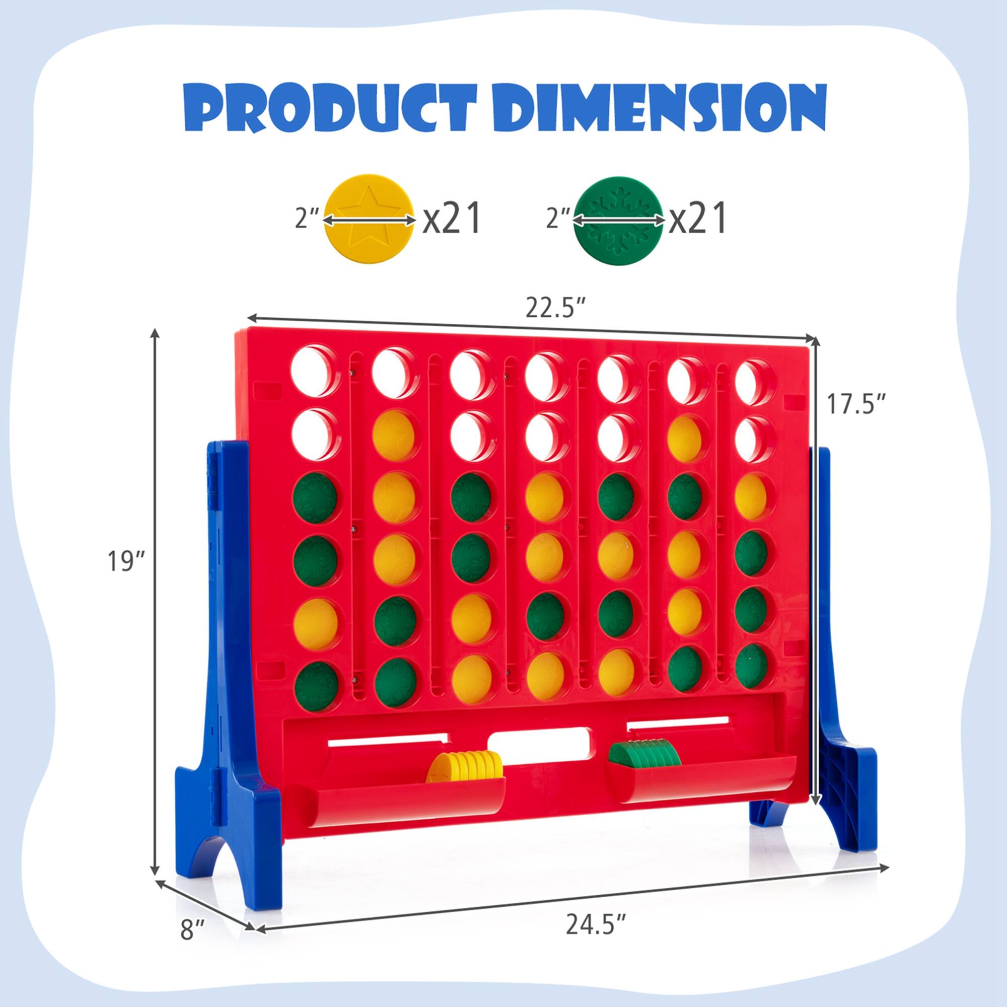 PRODUCT DIMENSION

2" x 21  
2" x 21  
22.5"  
17.5"  
19"  
8"  
24.5"