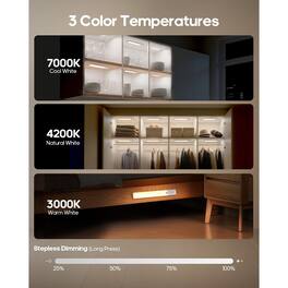 ACJPR - Motion Sensor Light Indoor, 60-LED Rechargeable Under Cabinet Night Light, Dimmable with 3 Color Temps