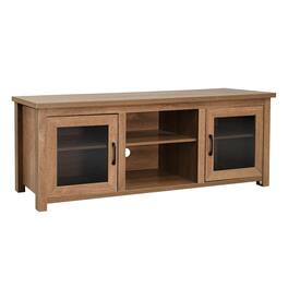 Flash Furniture - Sheffield Classic TV Stand for up to 80" TVs - Modern Walnut Finish with Full Glass Doors - 65" Engineered Wood Frame - Brown