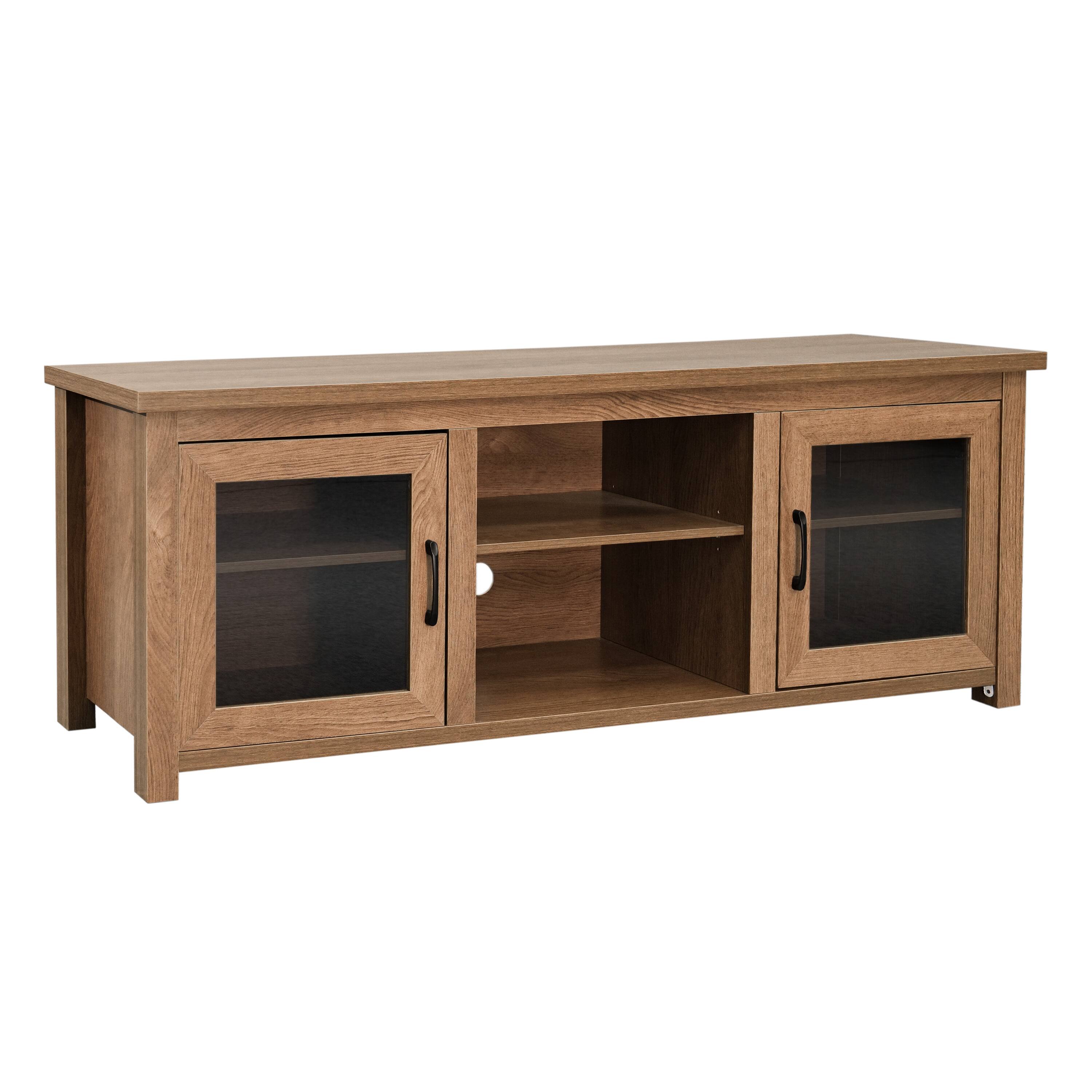 Alt View 1. Emma + Oliver - Liam TV Stand for up to 80" TV's - 65" Media Console with Classic Full Glass Doors & 3 Adjustable Shelves - Walnut.