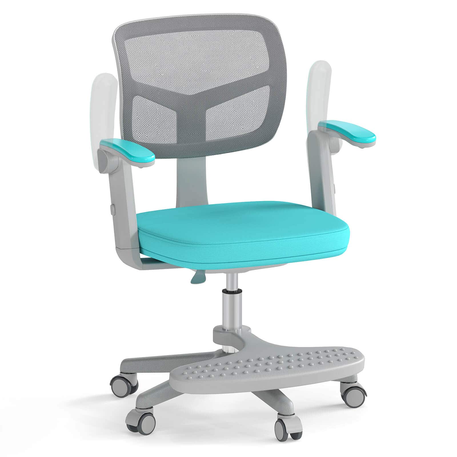 Costway - Kids Desk Chair Children Study Chair with Adjustable Height, Armrest & Footrest - Green