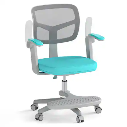 Front. Costway - Costway Kids Desk Chair Children Study Chair with Adjustable Height, Armrest & Footrest - Green.