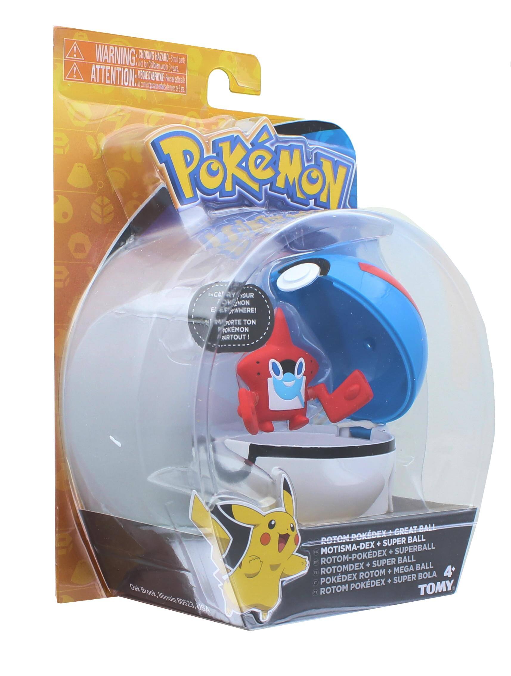 **WARNING: CHOKING HAZARD - Small parts. Not for children under 3 years.**  
**ATTENTION: RISQUE D'ASPIRATION - Petits éléments. Ne convient pas aux enfants de moins de 3 ans.**

**CARRY YOUR POKÉMON EVERYWHERE!**  
**MPORTER TON POKÉMON PARTOUT!**

**ROTOM POKÉDEX + GREAT BALL**  
**MOTISMA-DEX + SUPER BALL**  
**ROTOM POKÉDEX + SUPERBALL**  
**ROTOM-POKÉDEX + SUPER BALL**  
**POKÉDEX + SUPER BALL**  
**ROTOM POKÉDEX + SUPER BOLA**  
**POKÉDEX + SUPER BOLA**

**Oak Brook, Illinois 60523 USA**  
**TOMY**