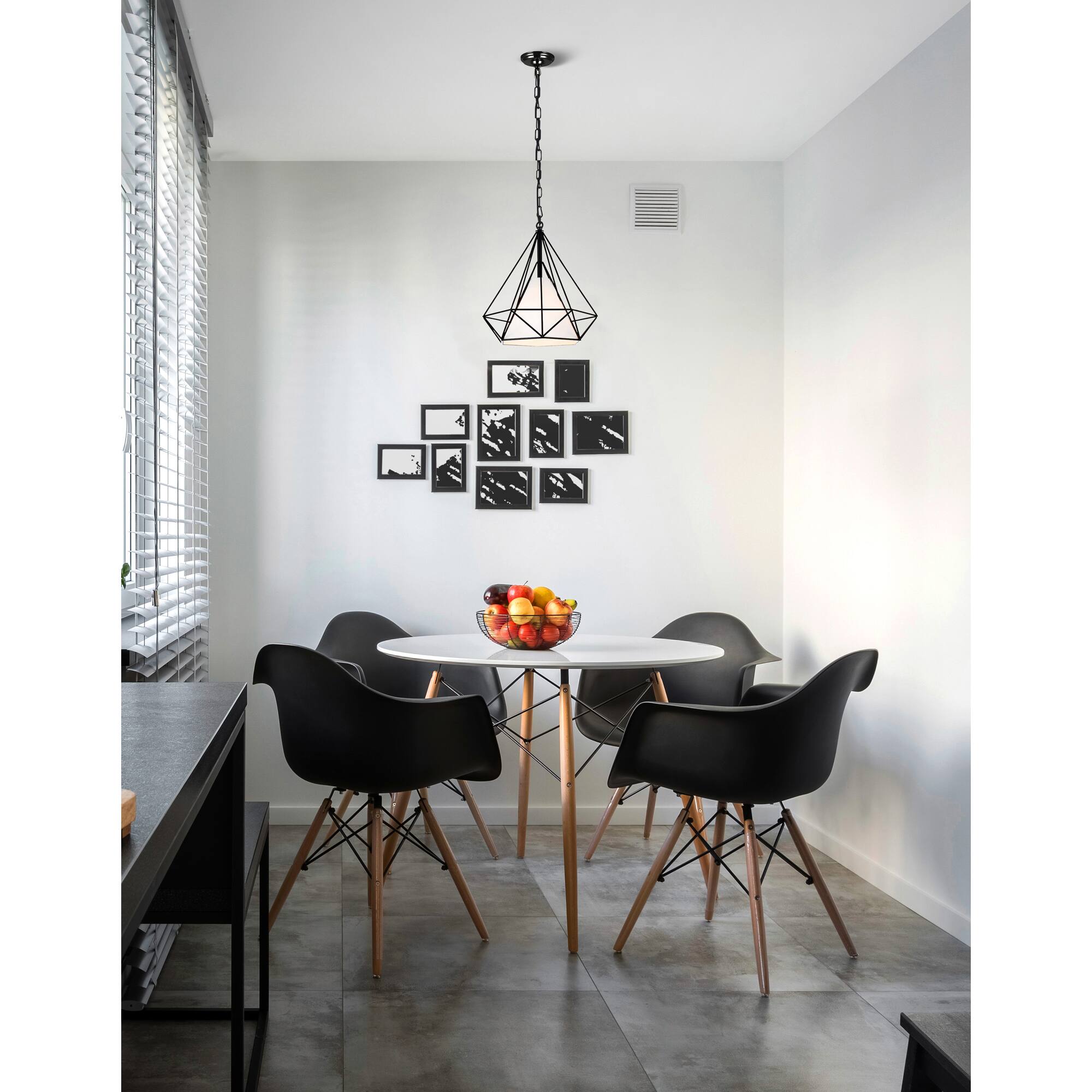 Alt View 4. CWI Lighting - Diamond 1 Light Down Pendant With Black Finish - Black.