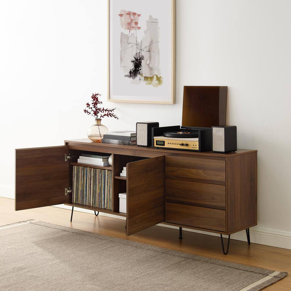 Alt View 9. Crosley Furniture - Teagan Record Storage Sideboard - Brown Oak.