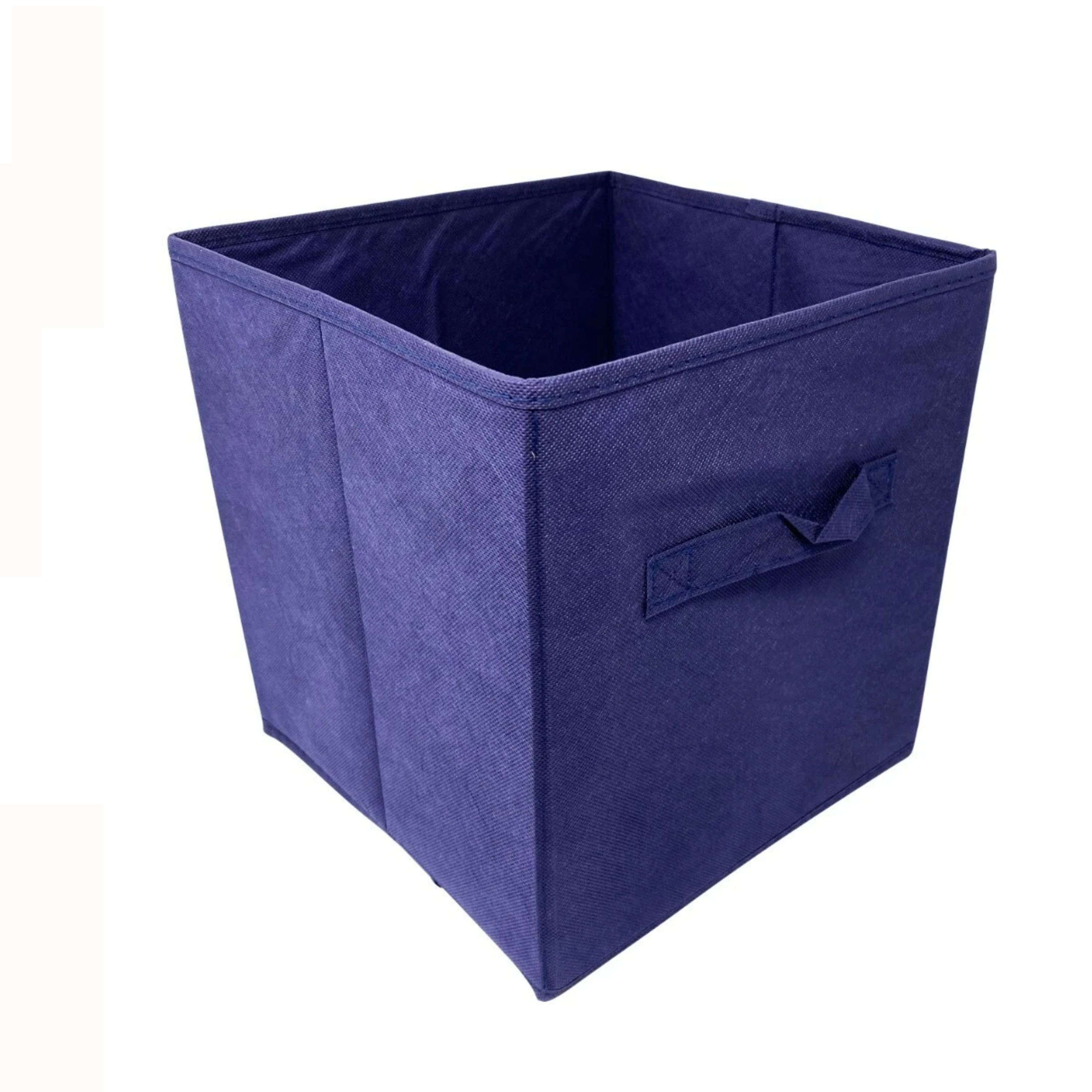 Kitcheniva - Fabric Storage Cube Bins Organizer Basket Containers Bins Fabric Handle 10 Inch 6 Pack Blue