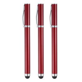 Unique Bargains - 3pcs Ballpoint Pen with Stylus Tip 2 in 1 Ink Pen & Fine Point Rubber Stylus Pens for All Capacitive Touch Screens - Red