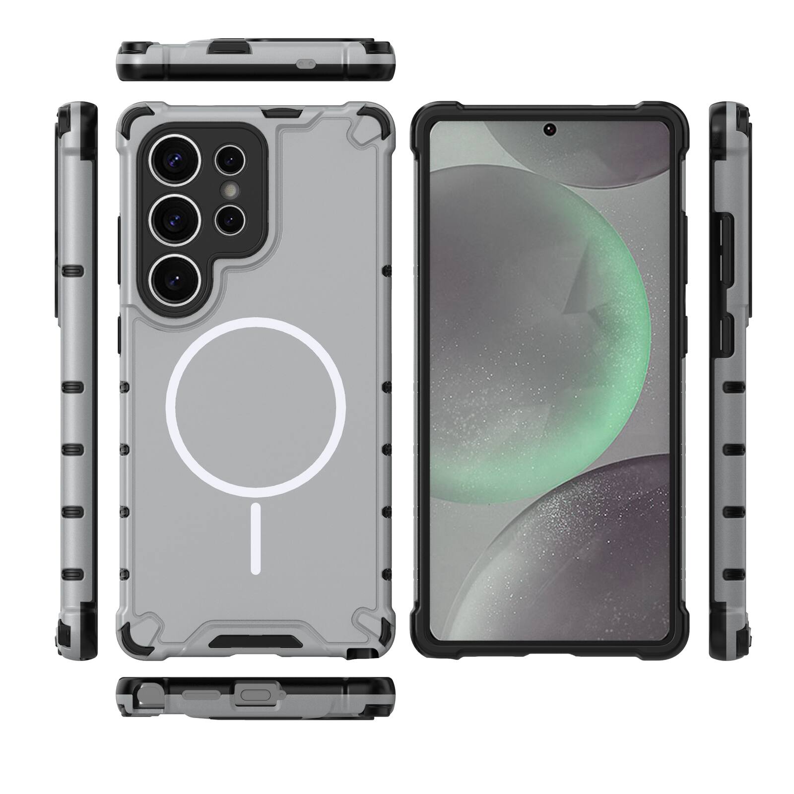 Left. UUCOVER - Magnetic Case for Samsung Galaxy S24 Ultra, Compatible with MagSafe, Shockproof Drop-proof Slim Heat Dissipation Cover - Lightgray.