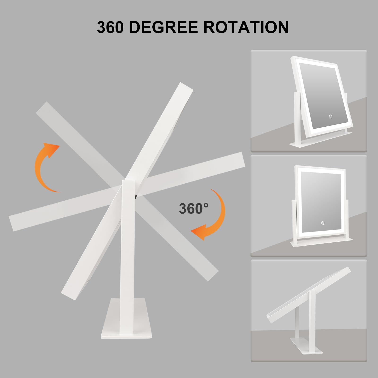 Alt View 1. Cedar Assembly - Mirror Lighted Vanity Makeup Hollywood Dimmable Premium Quality Stylish Design Modern Elegant - 16"L x 14"W.