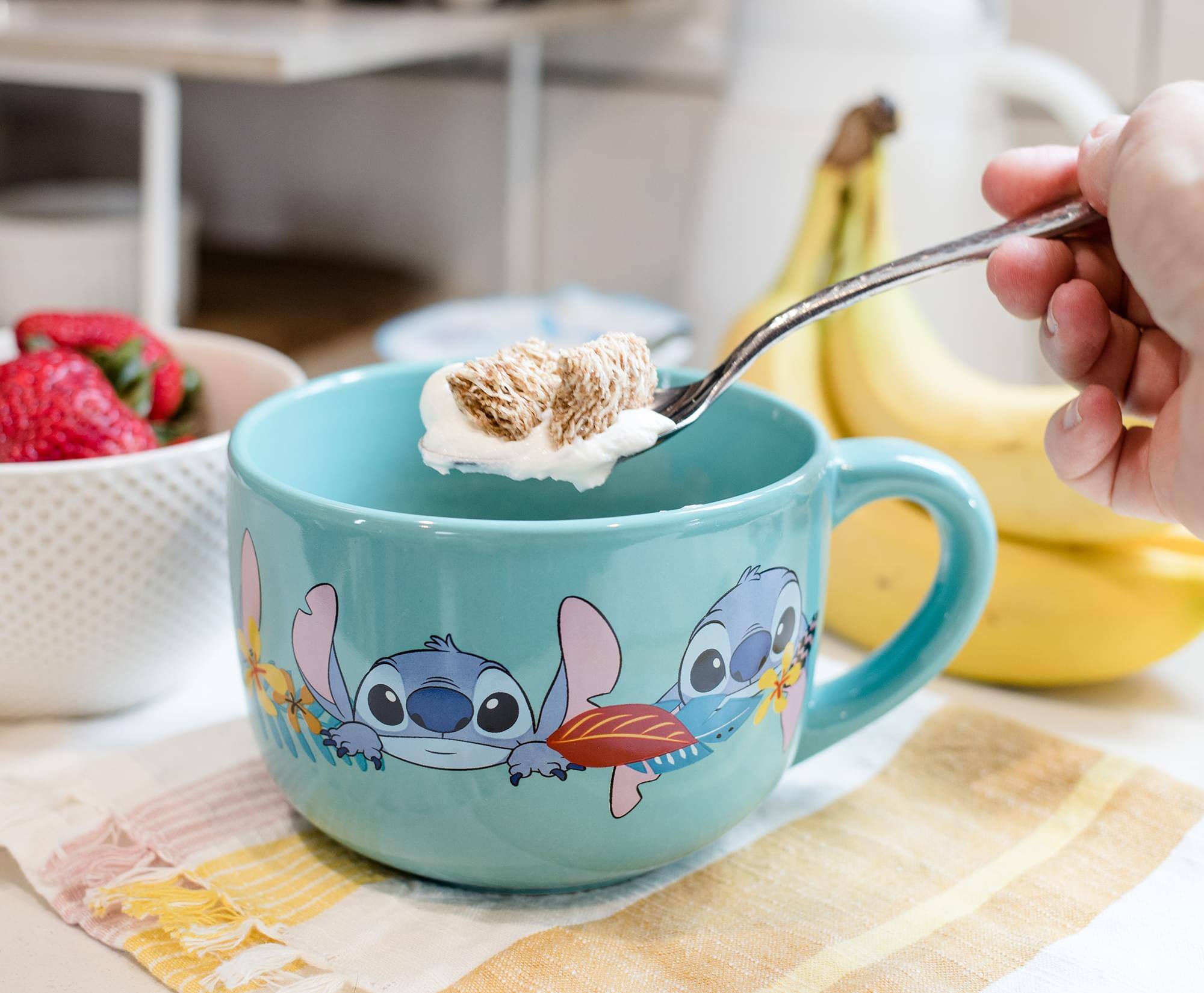 Alt View 10. Disney - Disney Lilo & Stitch Aloha Ceramic Soup Mug With Vented Lid | Holds 24 Ounces - Blue.