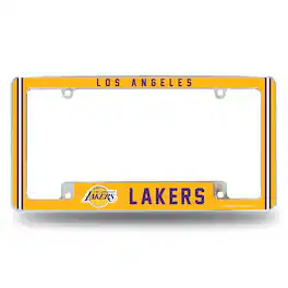 Rico Industries - Los Angeles Lakers Chrome Metal License Plate Frame with Full Frame Team Color Graphics - Multi