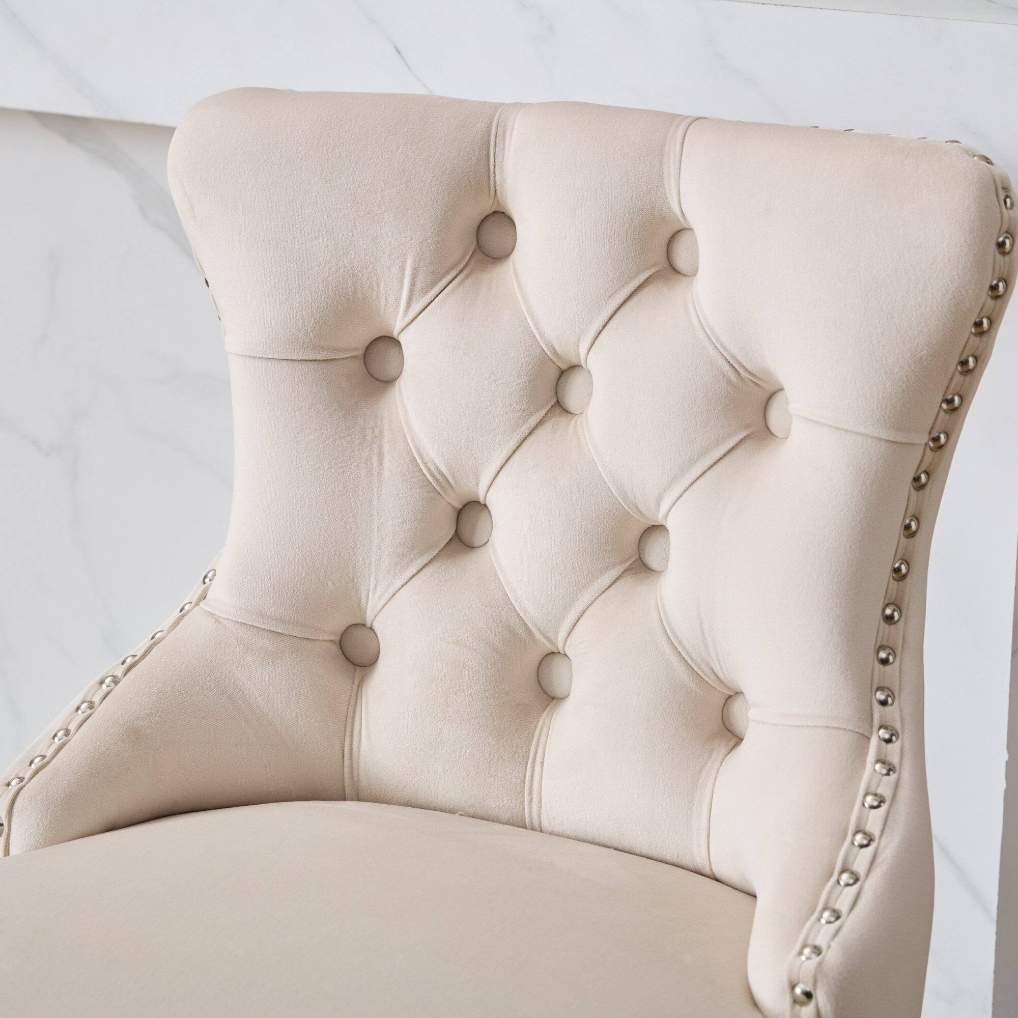 Alt View 6. Boyel Living - Swivel Velvet Bar Stools Set of 2 with Button Tufted Back - Beige.