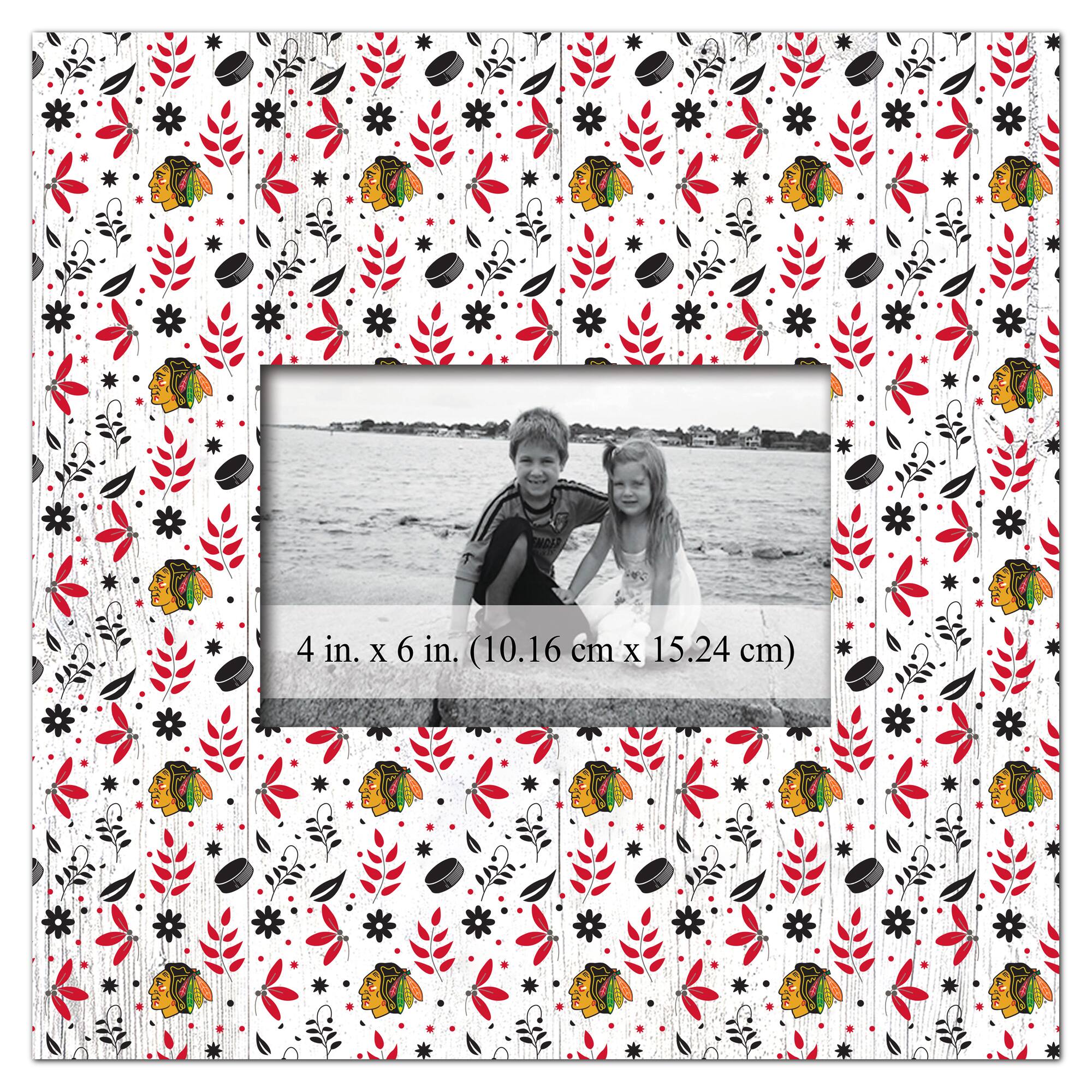 Chicago Blackhawks 10'' x 10'' Floral Pattern Frame