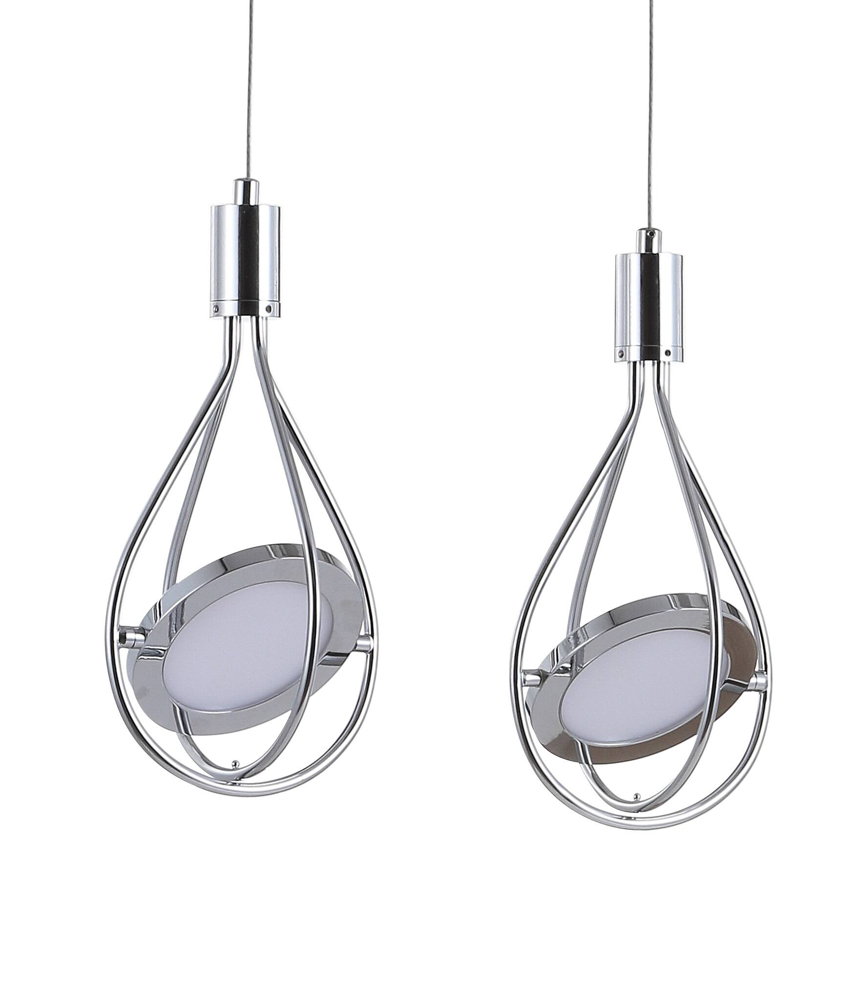 Alt View 4. Jonathan Y - Orion 29" Adjustable Modern Integrated 4-Light Linear LED Metal Pendant, Chrome - Chrome.