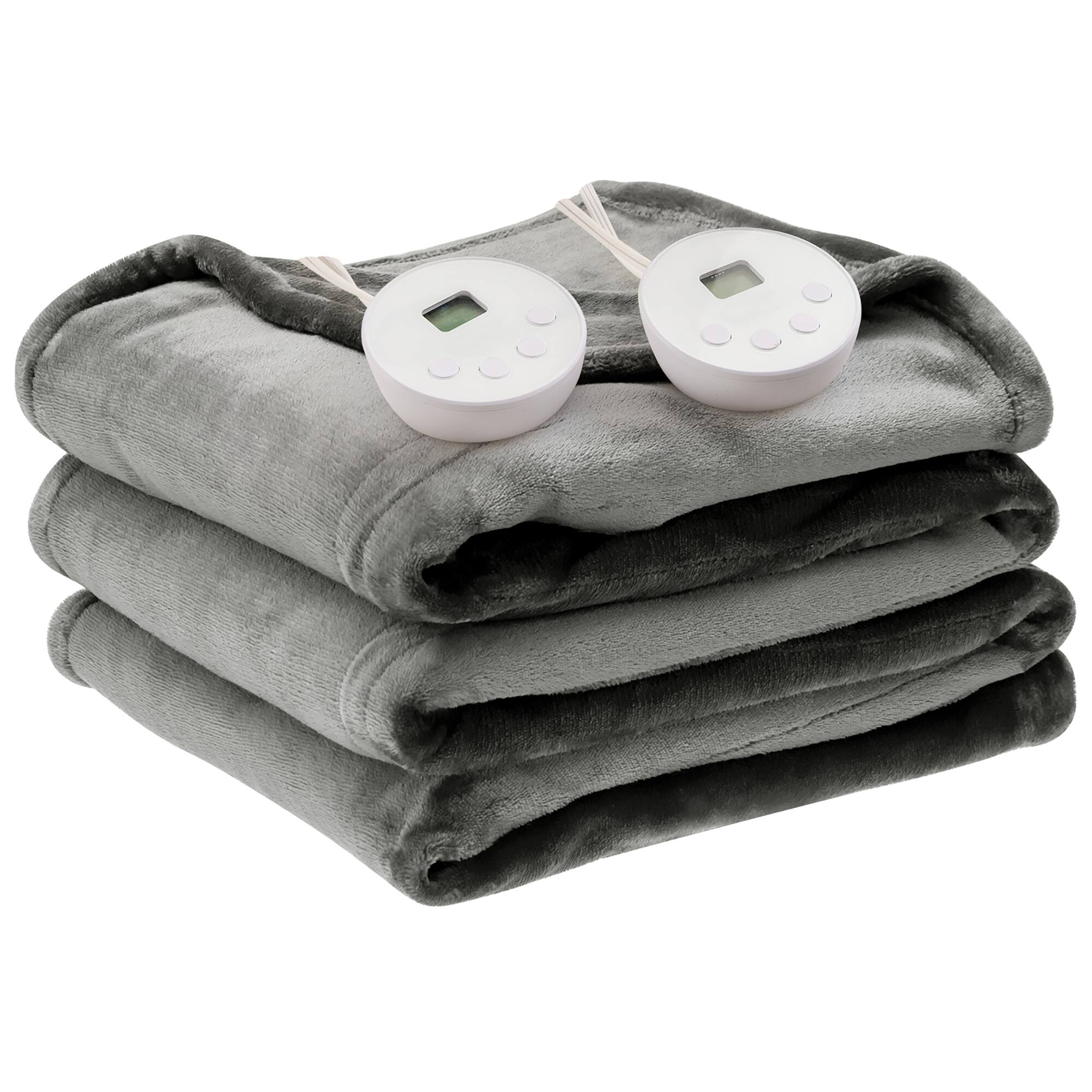 Alt View 11. Costway - 84'' x 90'' Flannel Heated Blanket  Throw with  Dual Controllers - Grey.