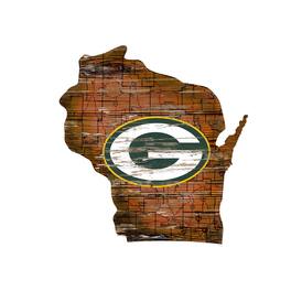 Fan Creations - Green Bay Packers 23.5" x 23.5" Distressed State with Logo Sign - Multicolor