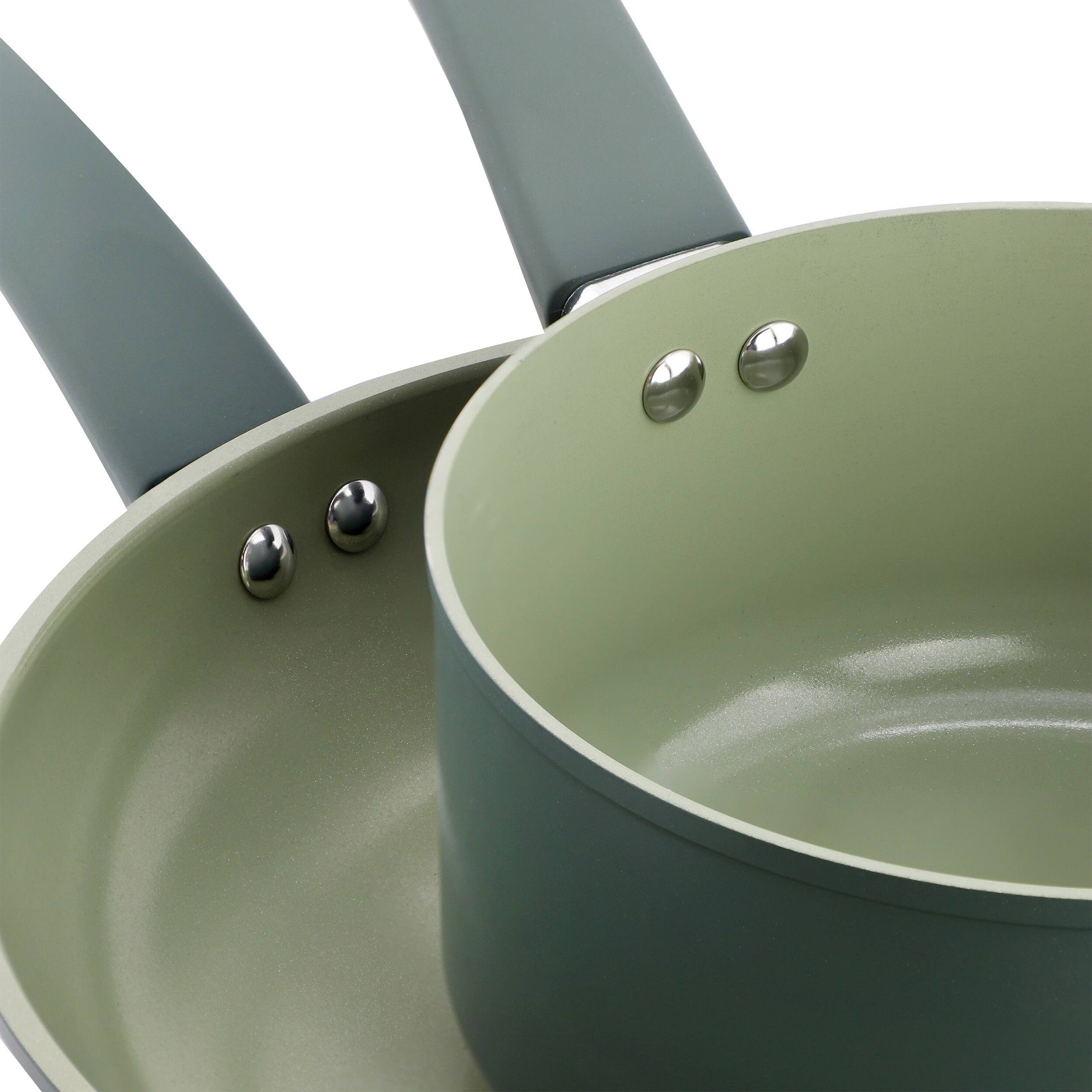 Alt View 6. Oster - Oster Sutterville Choice 10 Piece Ceramic Nonstick Cookware Set in Grey - Green.