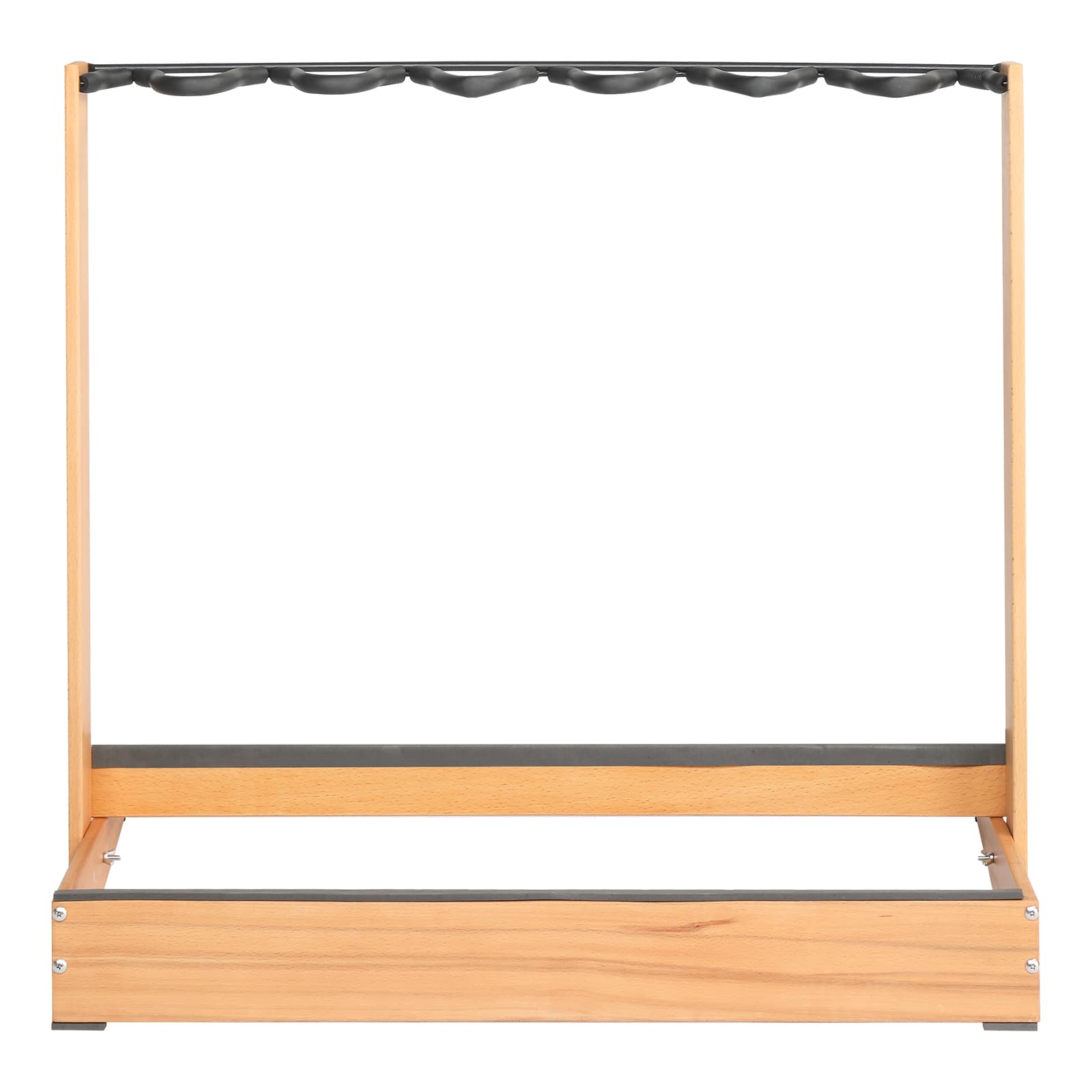 Winado - Folding Guitar Stand, Hardwood & Corrugated Metal Rack for Electric, Bass & Acoustic Guitars - Brown