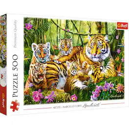 Trefl - Red 500 Piece Puzzle - Family of tigers