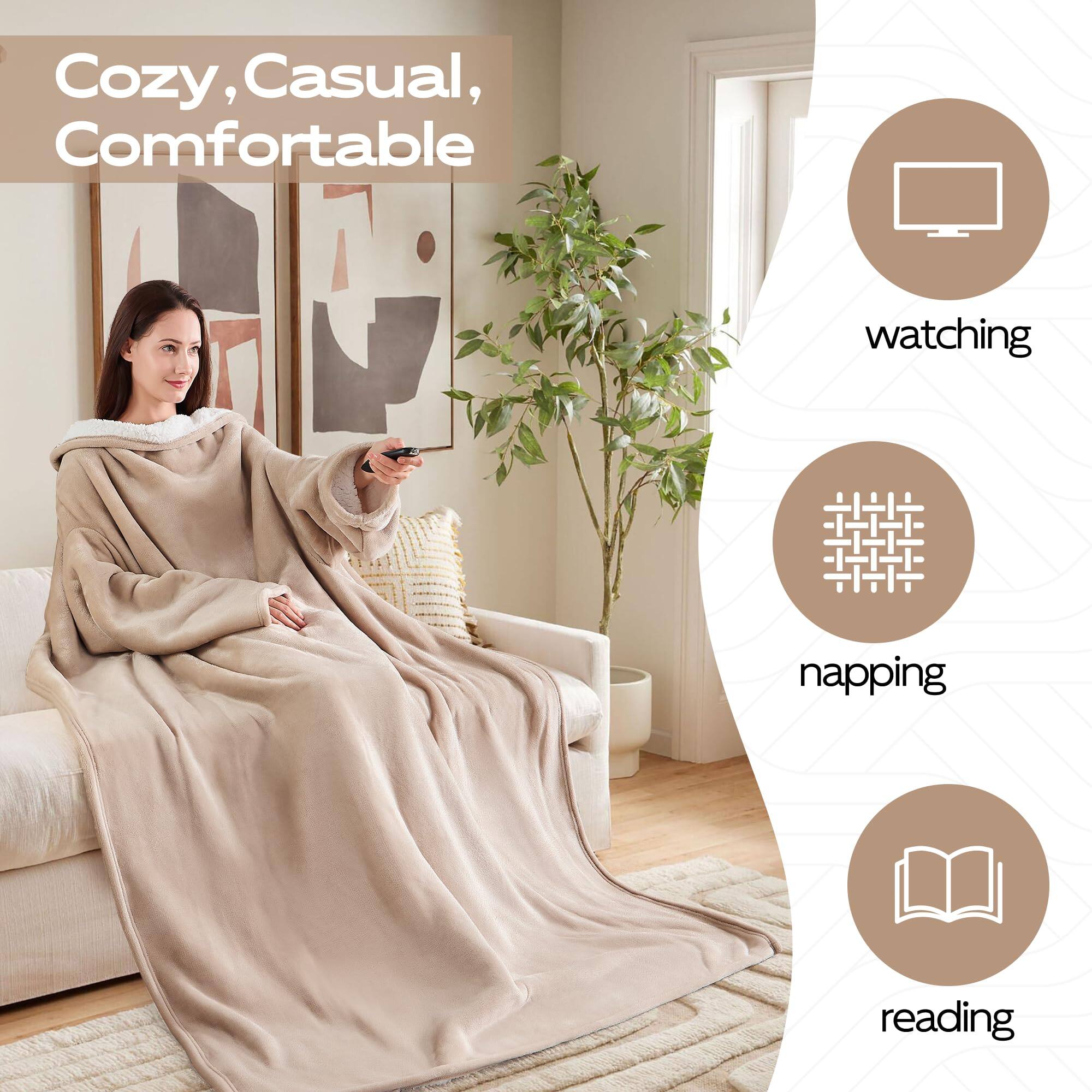 Cozy, Casual, Comfortable

- watching
- napping
- reading