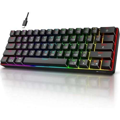 Stamp n Camp - Gaming 60 Percent Wired Ultra-compact Mechanical 61 Keys 26 Rgb Backlit With Blue Mini Keyboards For Windows Macos - Blue Switch-61 Keys - Wired