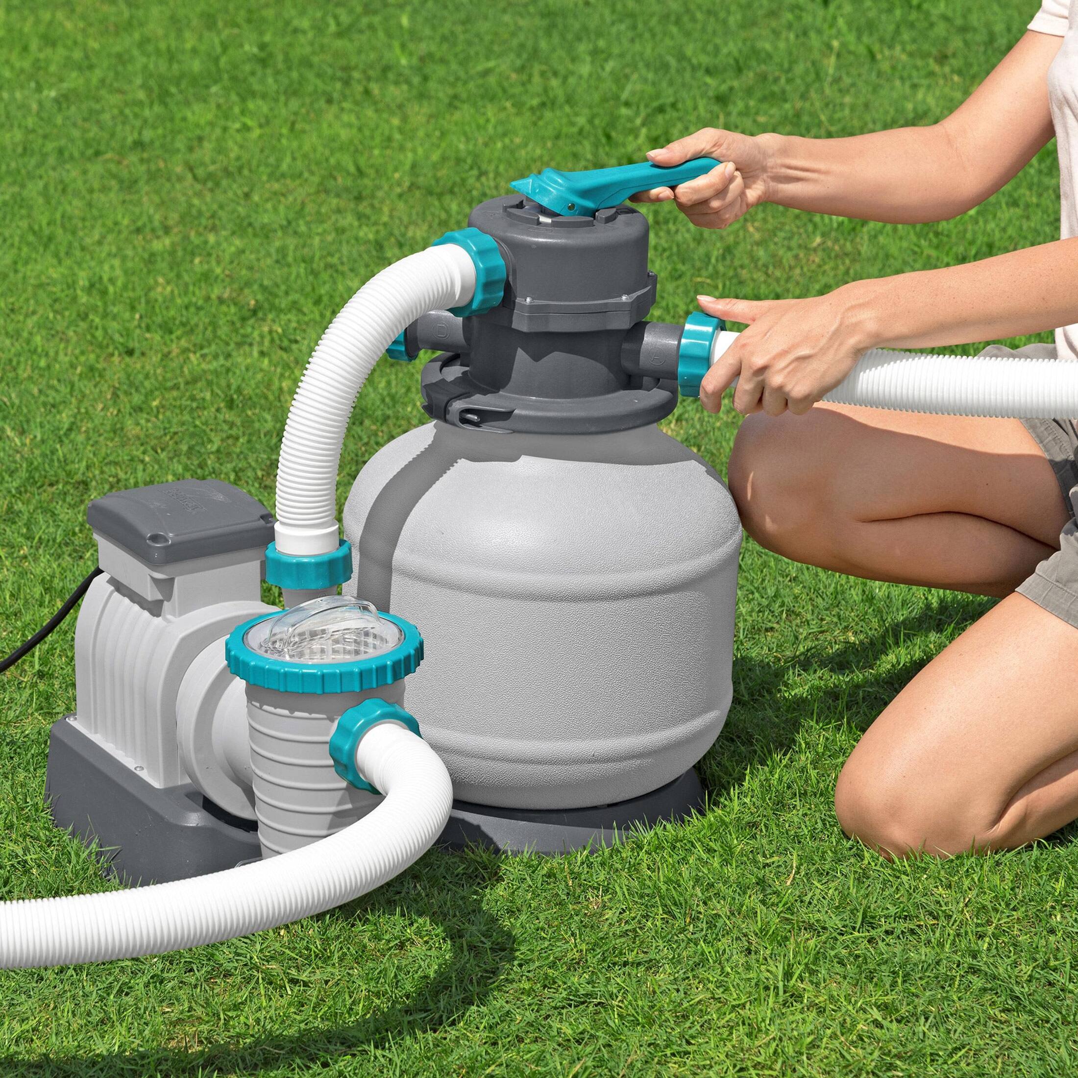 Alt View 1. Bestway - Bestway 2,200 Gallon Sand Filter Pump for Above Ground Outdoor Swimming Pools - Grey.