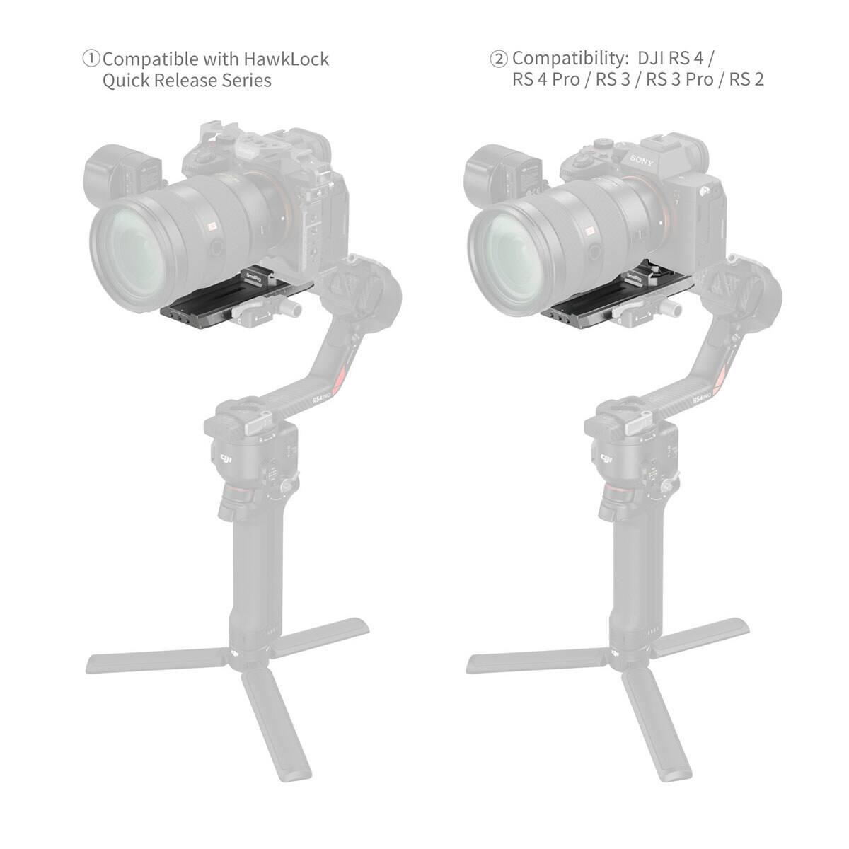 1. Compatible with HawkLock Quick Release Series
2. Compatibility: DJI RS 4 / RS 4 Pro / RS 3 / RS 3 Pro / RS 2
3. SONY
