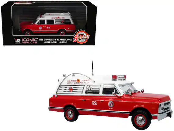 ICONIC REPLICAS
1969 CHEVROLET C-10 AMBULANCE
LIMITED EDITION | 1:50 SCALE
LOS ANGELES CITY FIRE DEPT. RESCUE AMBULANCE - CLASS 1
LOS ANGELES CITY FIRE DEPT.
RESCUE - AMBULANCE - CLASS 1
62
11149
ICONIC ALARM
REPLICAS