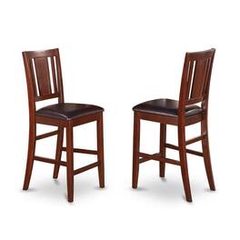 East West Furniture - Buckland Counter Height Dining Chair with Leather Uphostered Seat Finish - Mahogany