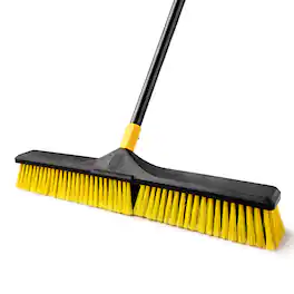 Yocada - 24 inch Push Broom Brush 65.3 inch Long Stiff Bristles Heavy-Duty