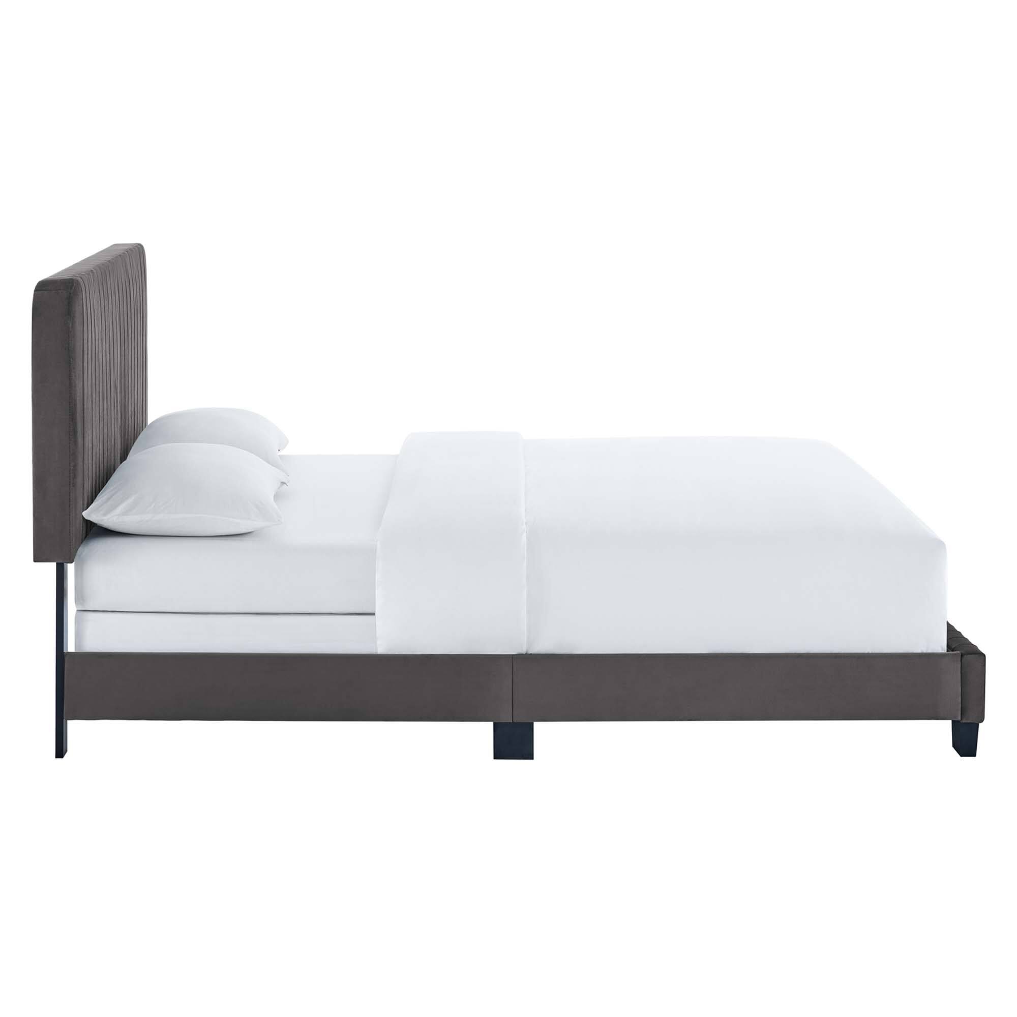 Back. Modway - Celine Channel Tufted Performance Velvet Full Platform Bed - Green.