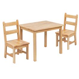 Alamont Home - Kids Solid Hardwood Table and Chair Set for Playroom, Bedroom, Kitchen - 3 Piece Set - Natural