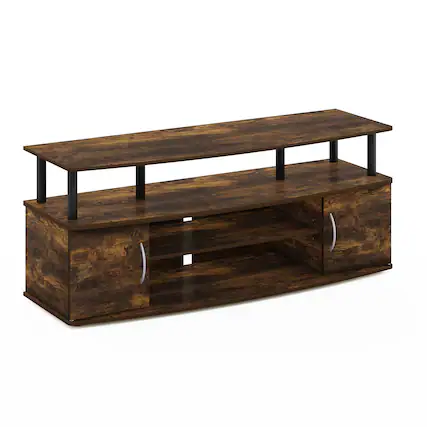 Front. Furinno - JAYA Large Entertainment Center Hold up to 55-IN TV - Amber Pine/Black.
