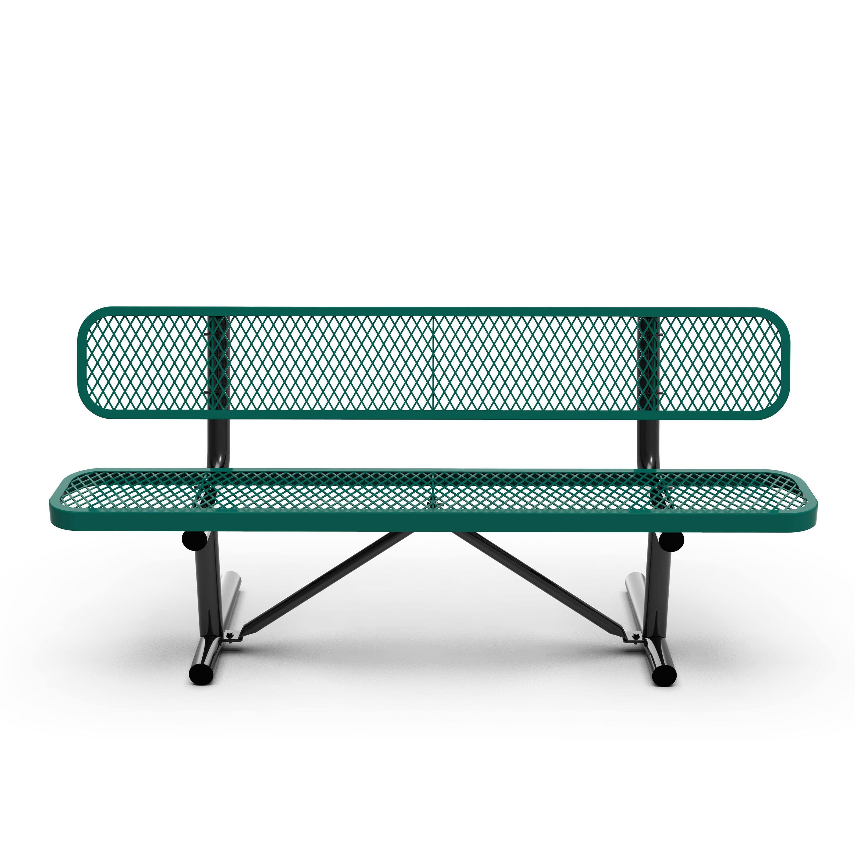 Angle. Flash Furniture - Sigrid 6' Outdoor Bench with Backrest, Commercial Grade Green Expanded Metal Mesh Seat and Backrest and Black Steel Fram - Green.