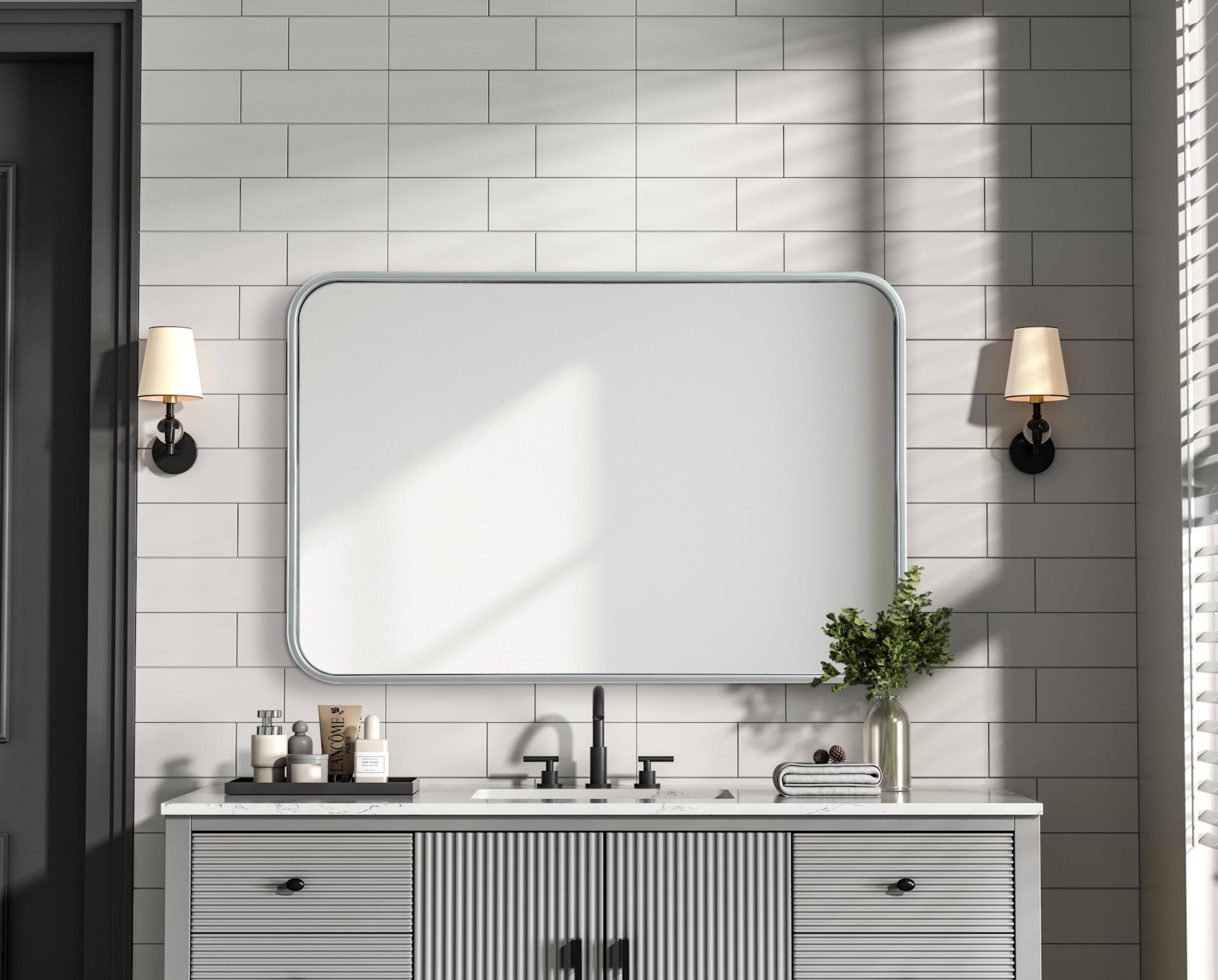 Alt View 2. Elegant Decor - Contour Metal Rectangle Mirror 20x30 in Brass - Brass.